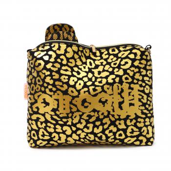 Leo - Schwarz Gold Metallic - Gold Neopren Clutch