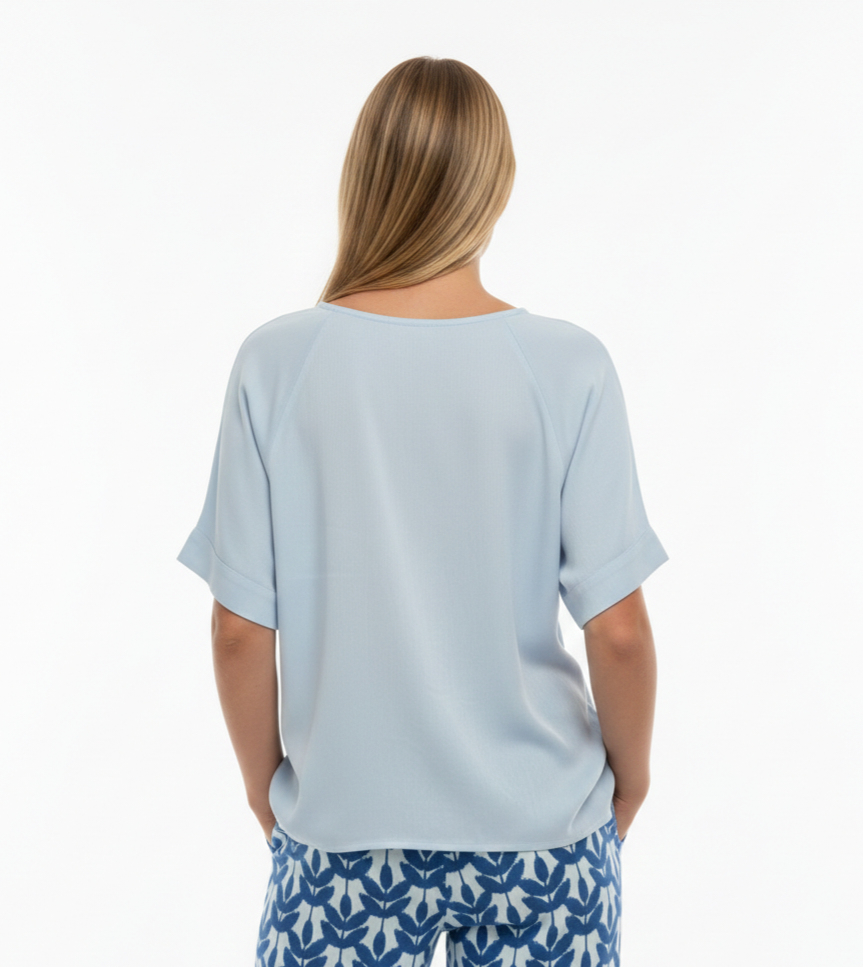 Blusa Round Neck Sky Blue