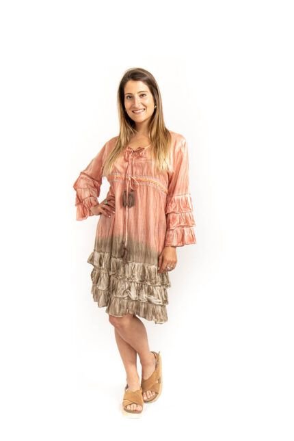 Vestido Corto Arya Salmón — vista 2