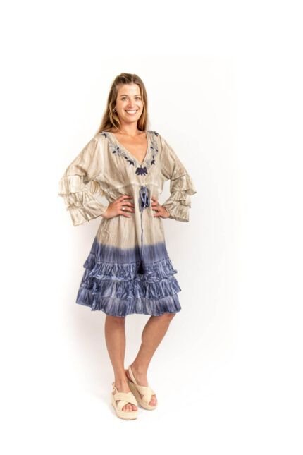 Vestido Corto Divya Blue y gris — vista 2