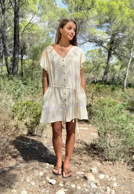 Vestido Corto Deia Beige