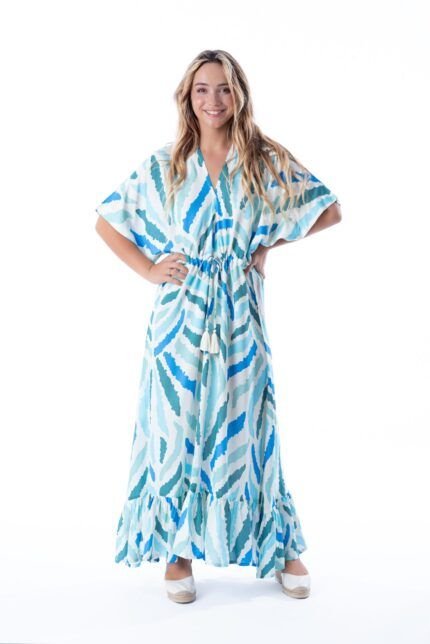Vestido Largo Celine Aqua