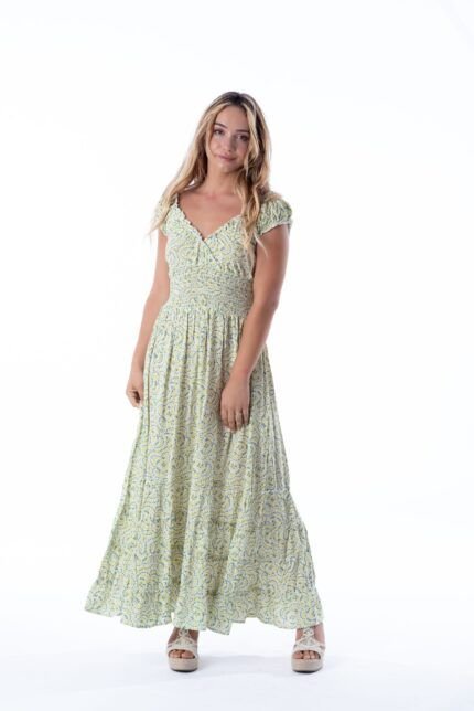 Vestido Largo June Green Dot