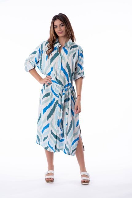 Camisa Larga Mara Tribal Aqua