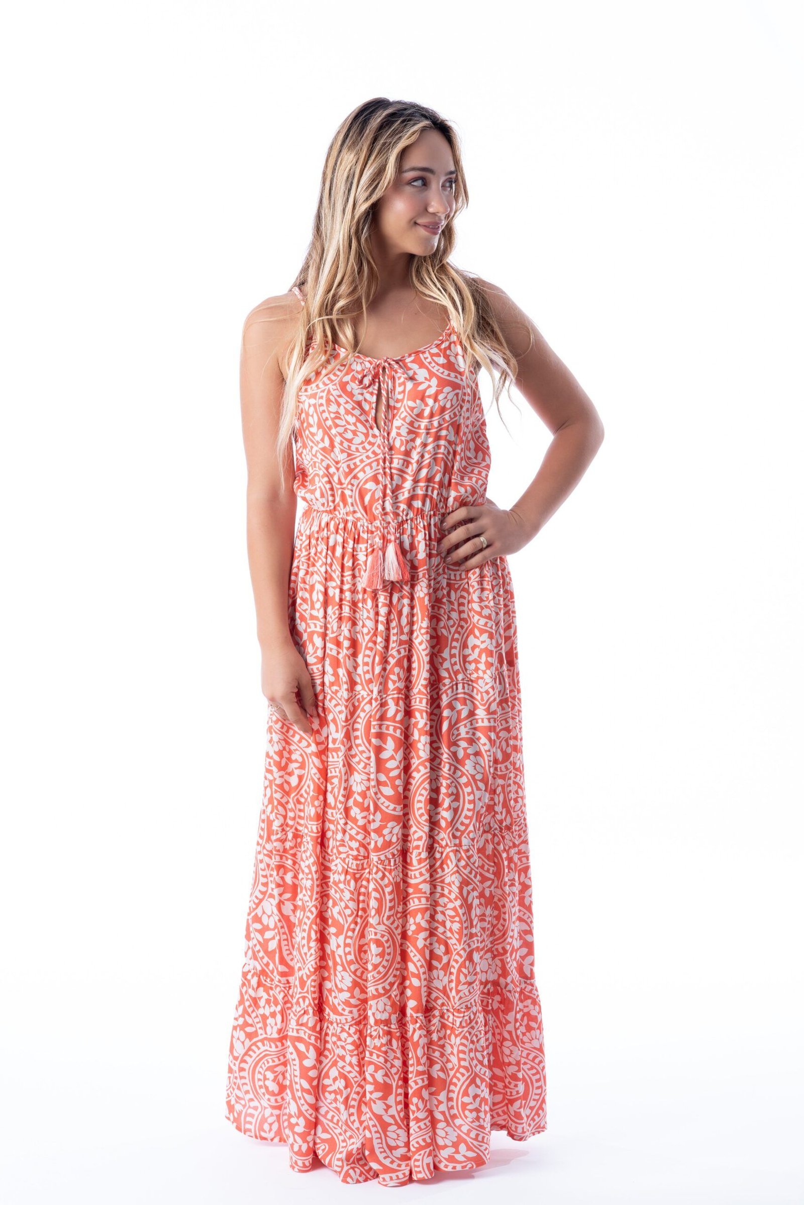 MARCIA_3553103_CORAL 2 Vestido Largo Marcia Coral