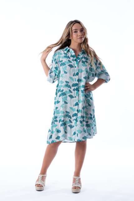 Camisa Midi Sara Aqua Ginko