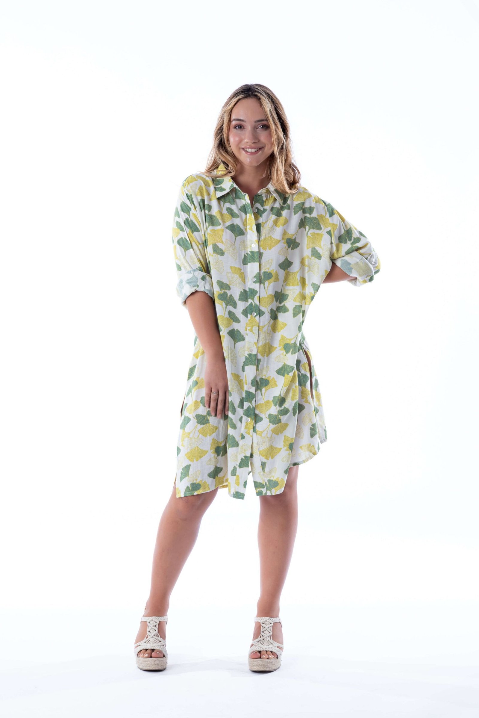 SARA_3273106_GREEN 1 Camisa Midi Sara Green Ginko