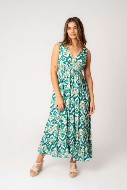 Vestido Largo Jaspreed Aqua