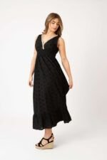 Vestido Largo Jaspreed Black Solid — vista 2
