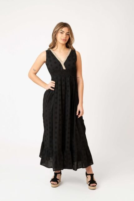 Vestido Largo Jaspreed Black Solid