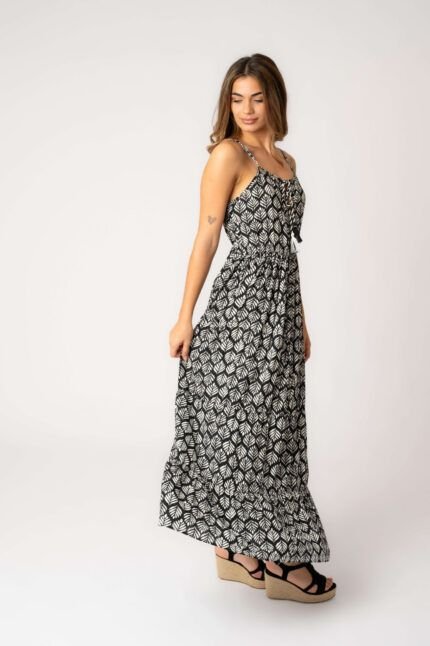 Vestido Largo Marcia Black Leaf — vista 2