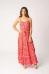 Vestido Largo Marcia Coral Leaf
