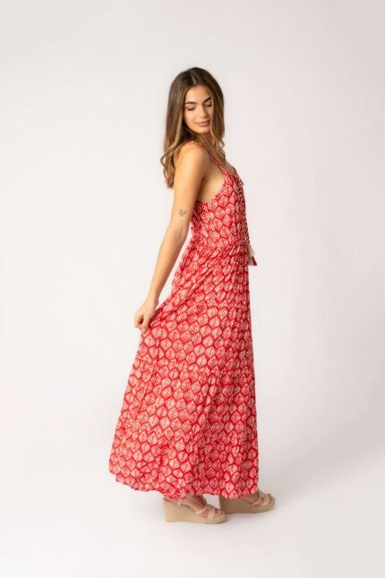 Vestido Largo Marcia Coral Leaf — vista 2