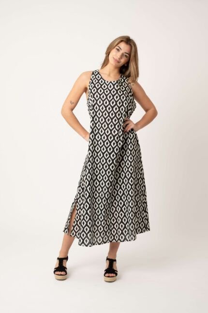 Vestido Largo Pilar Black Rombos
