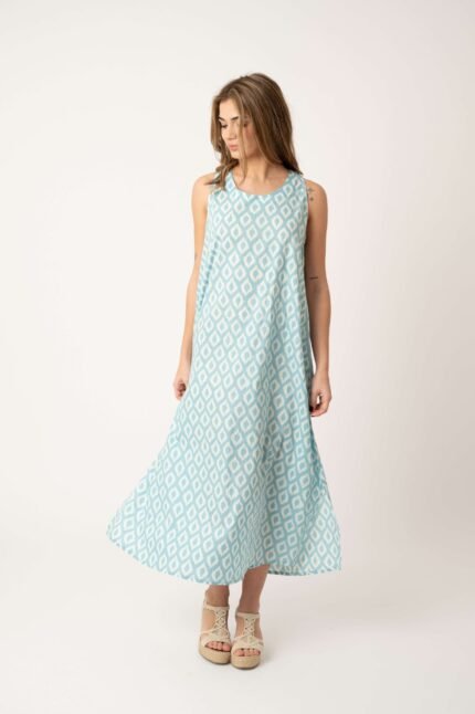 Vestido Largo Pilar Blue Rombos