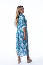 Camisa Larga Clara Ikat Aqua — vista 2