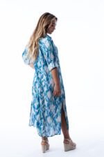 Camisa Larga Clara Ikat Aqua — vista 3