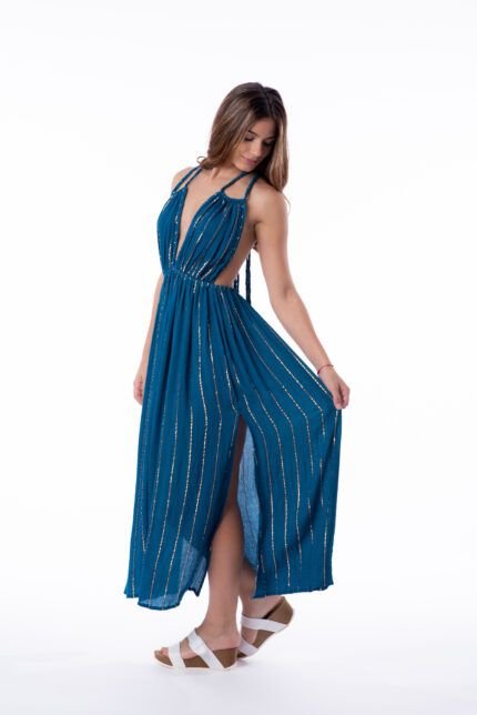Vestido Largo Indira Blue Gold — vista 2