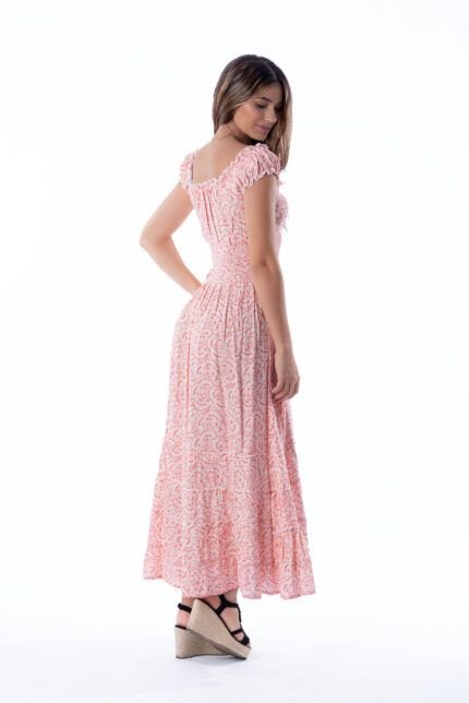 Vestido Largo June Coral Dot — vista 2