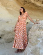 Vestido Largo June Teja Patitas