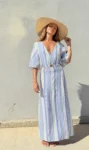 Vestido Largo Nicky Blue Stripe
