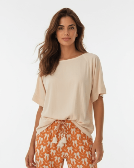 Blusa Round Neck Beige