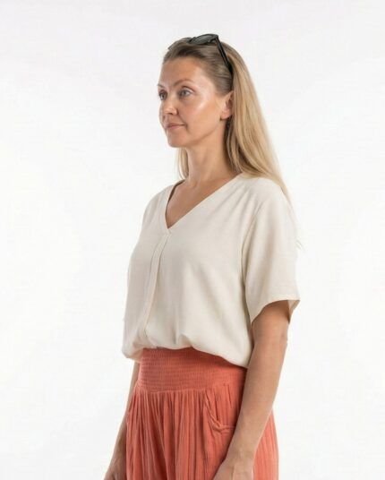 Blusa V-Neck Blouse Beige — vista 2